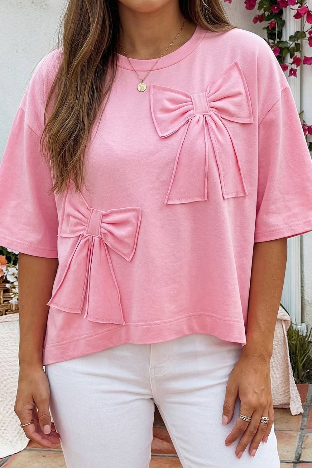 Pink Bow Loose Fit Shirt