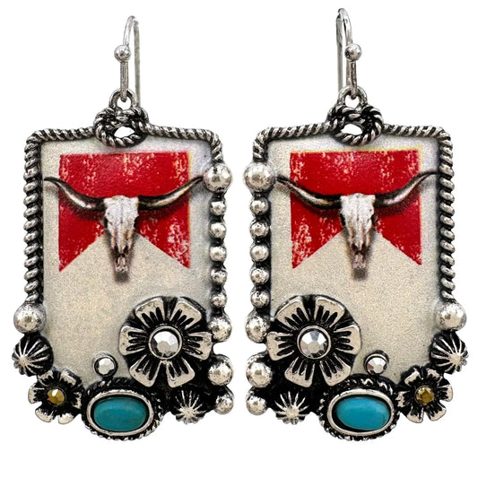 Longhorn Beer Western Earrings