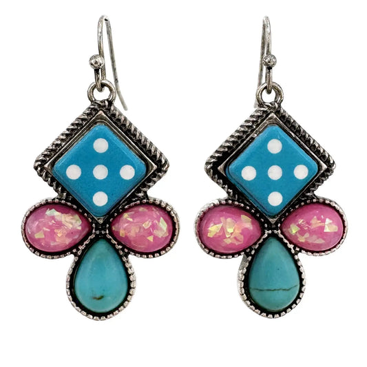 Loaded Dice Turquoise Earrings