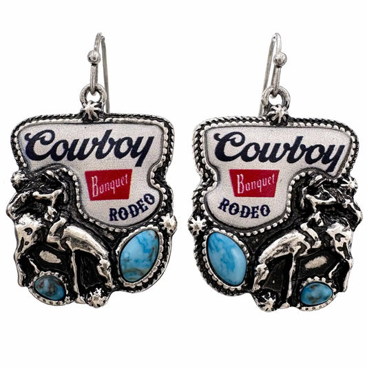 Cowboy Rodeo Beer Turquoise Western Earrings