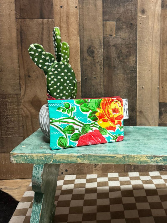 Turquoise Rose Bitsy Pouch